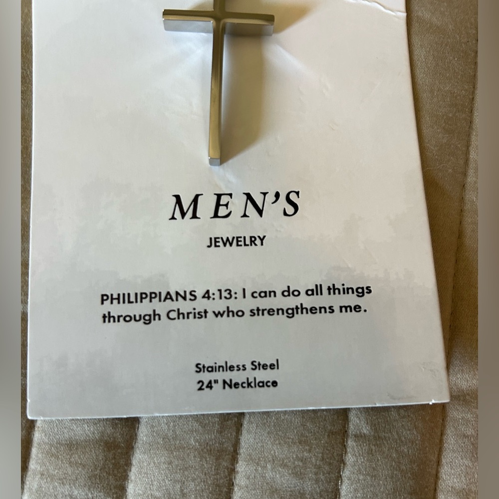 Men's 24” Stainless Steel Cross Necklace Set - Picture 4 of 8